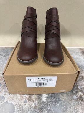 Journee Collection Dark Brown Strappy Ankle Booties
